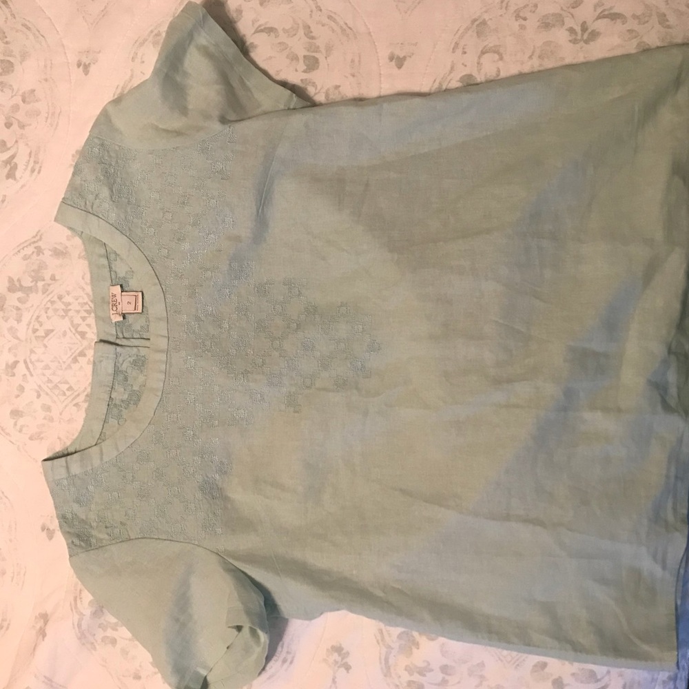 Teal linen Jcrew top
